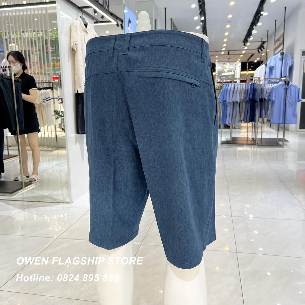 Quần short nam owen màu xanh melange đậm SS231421