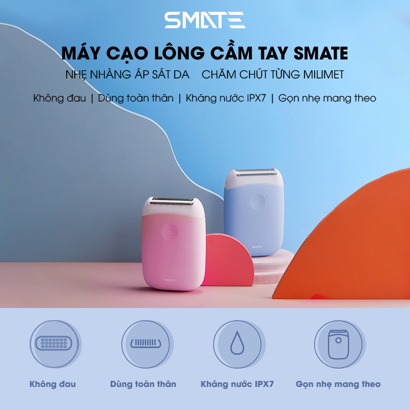 Máy Cạo Lông Cầm Tay Cho Nữ Smate ST-L363 - Sạc Nhanh Type-C Kháng Nước IPX7 Cạo Sạch Êm Ái Không Đau Rát Cho Da