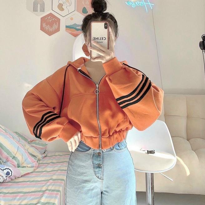 Áo Khoác Nỉ Form Rộng Lửng Sọc Tay Unisex Nam Nữ , Chất nỉ dày dặn 2 lớp - hàng có sẵn