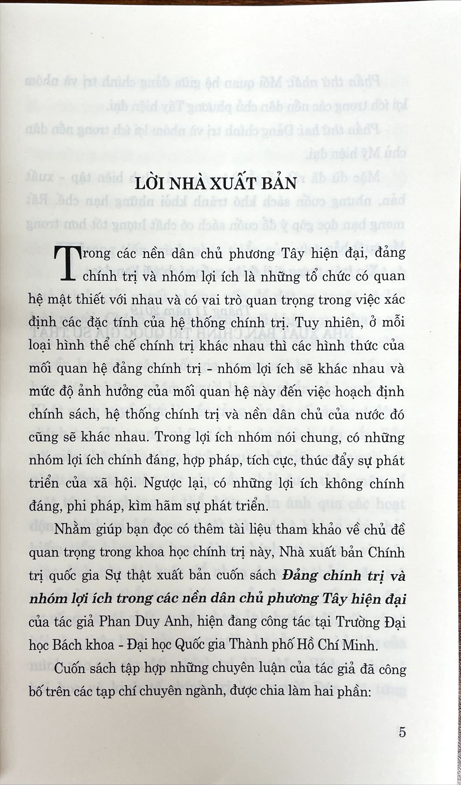 Đảng chính trị và nhóm lợi ích trong các nền dân chủ phương Tây hiện đại