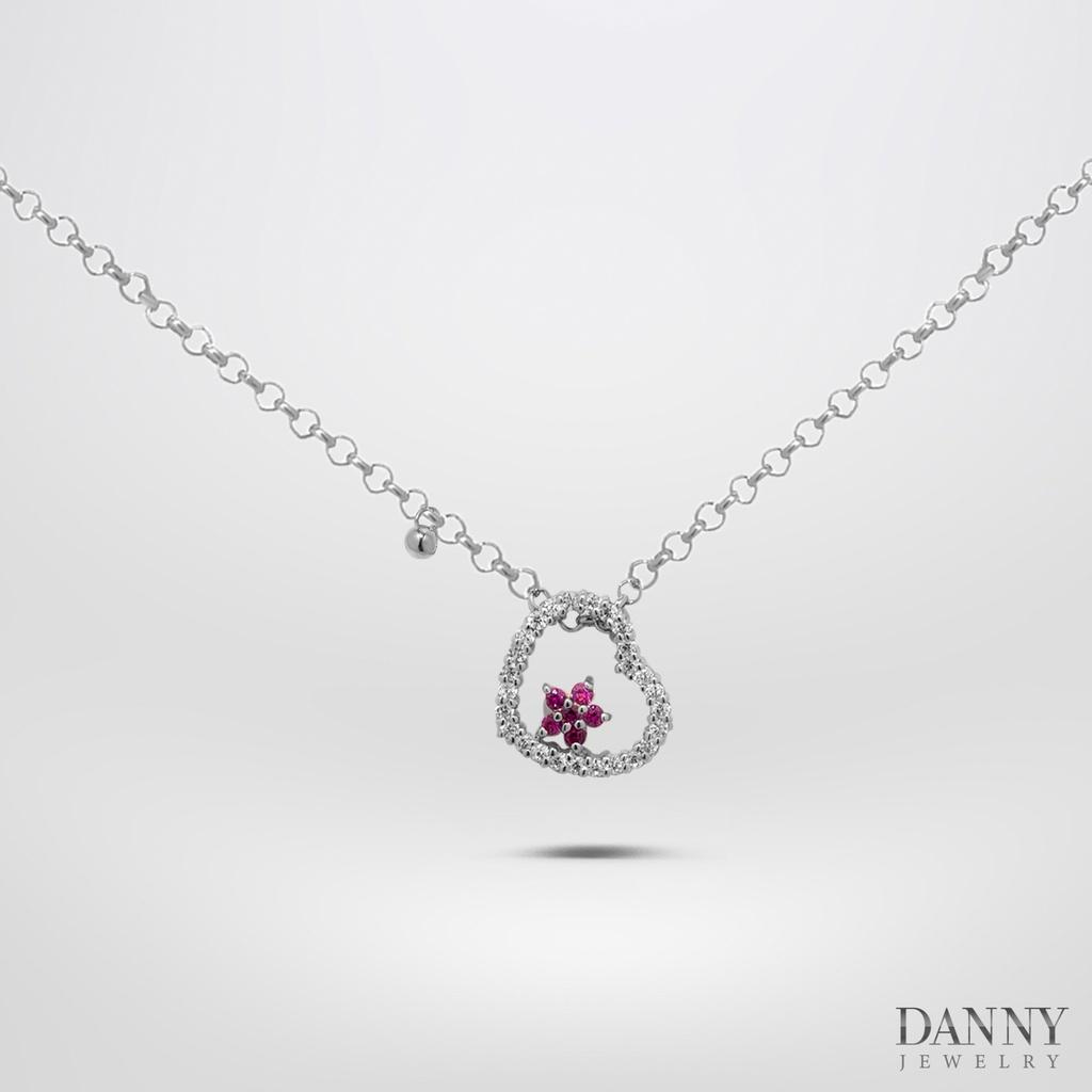 Dây Chuyền Có Mặt Danny Jewelry Bạc 925 Xi Vàng Hồng/Rhodium Đính Đá CZ Hình Trái Tim DM046