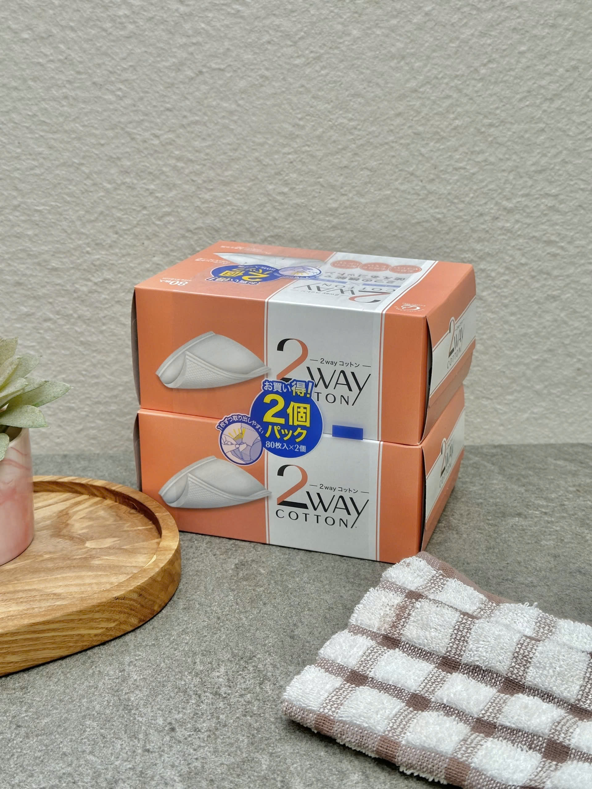 Set 2 Hộp Bông Tẩy Trang Cao Cấp Labo 2 Way Cotton (80 Miếng/Hộp)