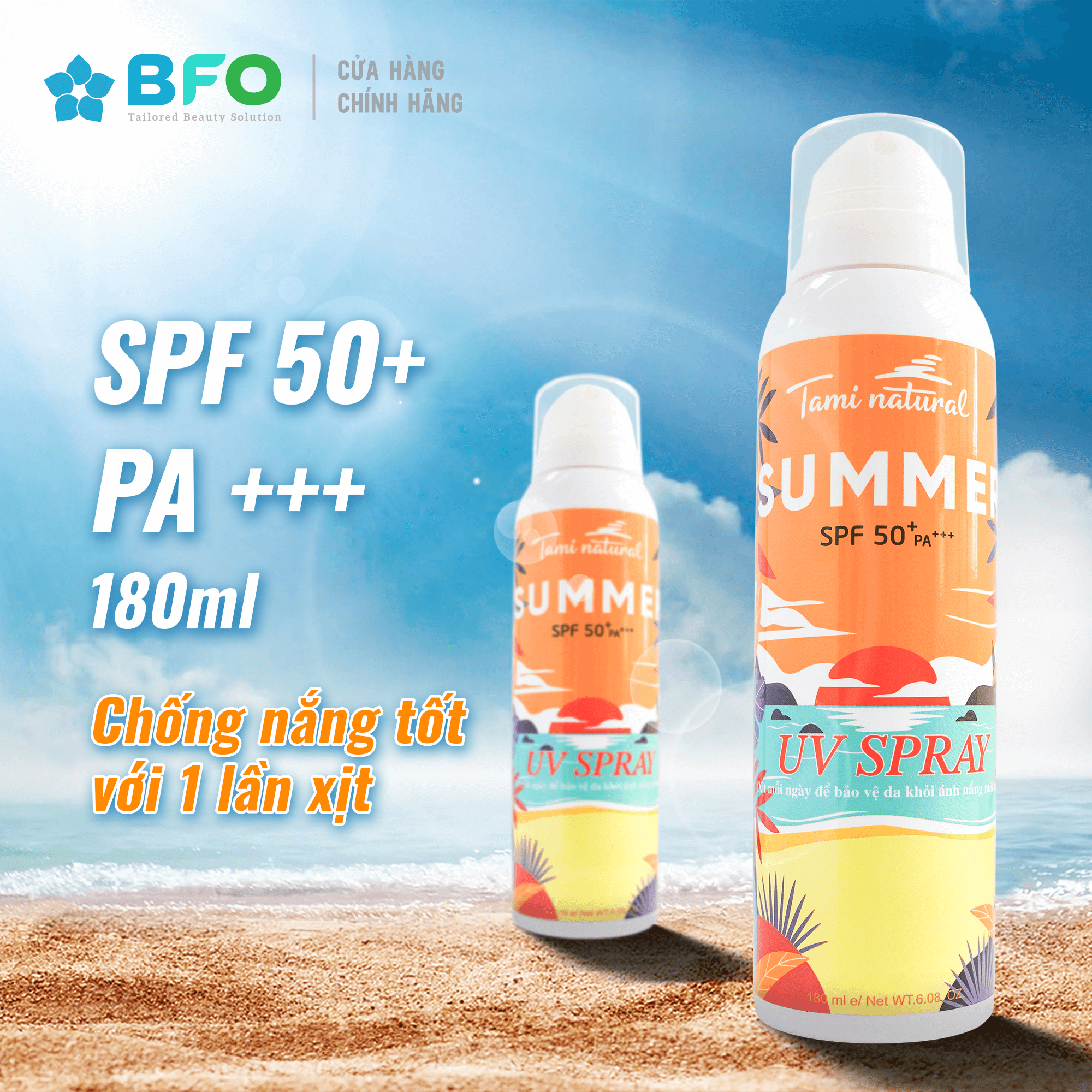 Kem Chống Nắng Nâng Tone Dạng Xịt Summer Uv Spray Cao Cấp Spf 50 Pa Dung Tích 180Ml