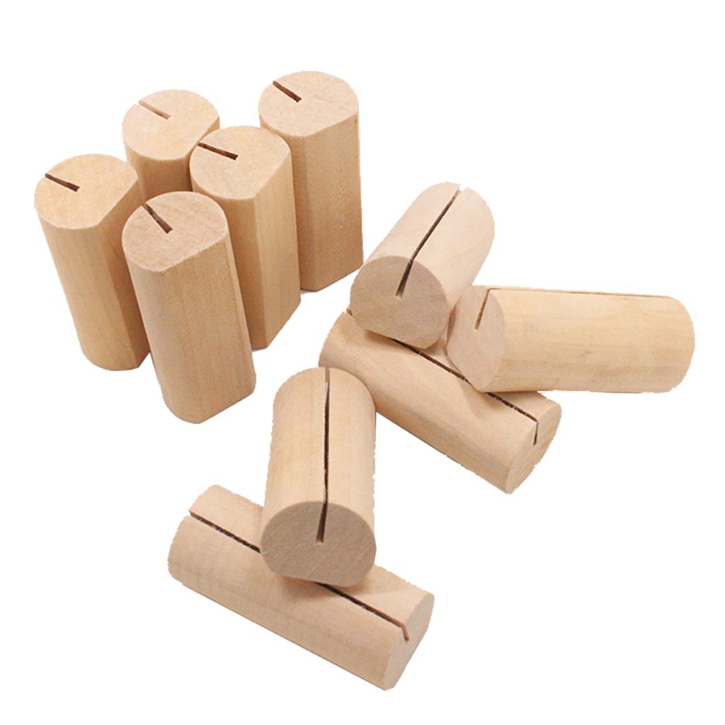 20pcs Table Wood Stands Wooden Base Memo Photo Clip Card Holders