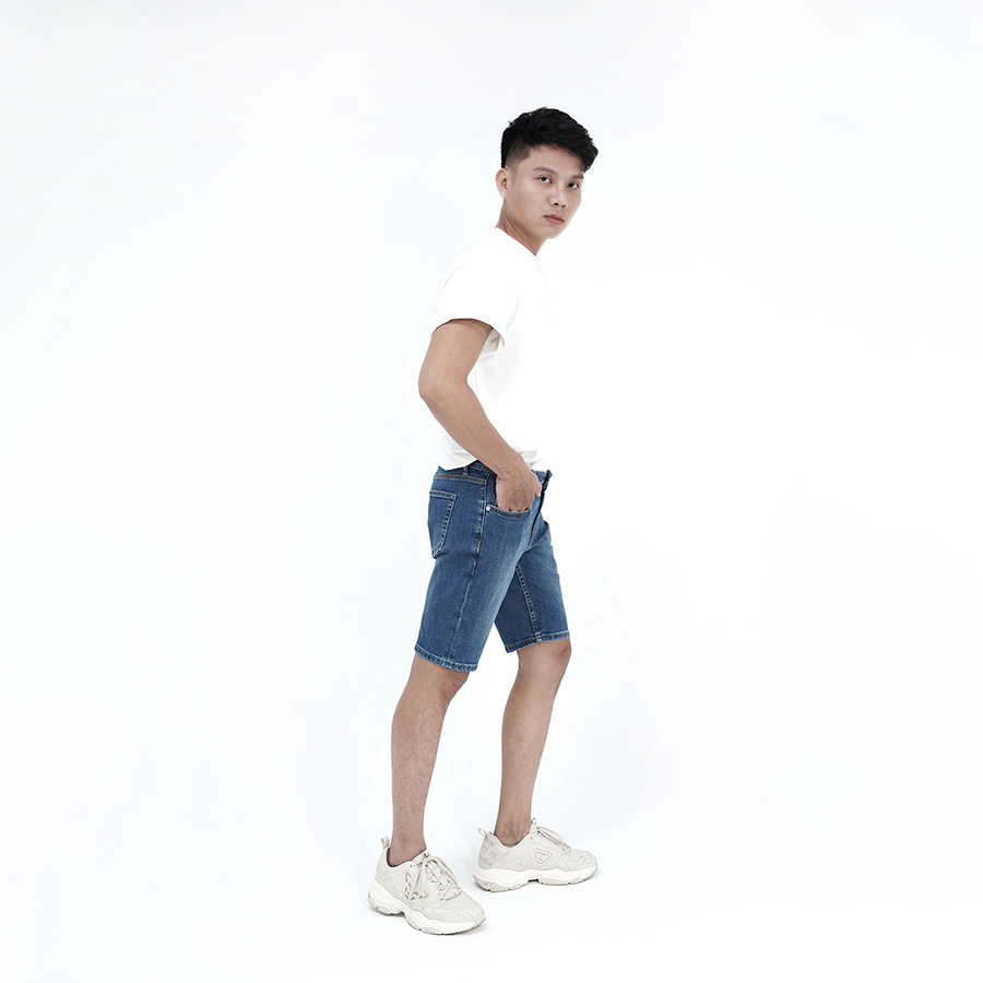 Quần Short Jeans Nam Cao Cấp HUNTER X-RAYS Form Slimfit Màu Xanh Biển S30