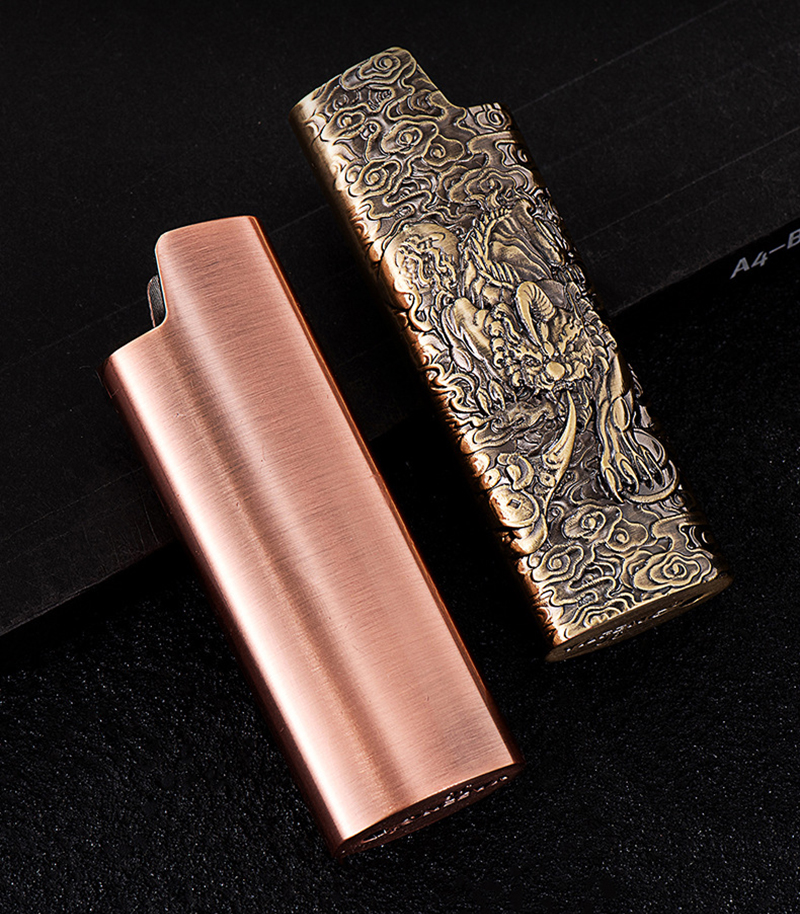 Vỏ Bật Lửa Bic J6 Bic Lớn Khắc Nổi Hình Tỳ Hưu Kim Loại 5 Màu