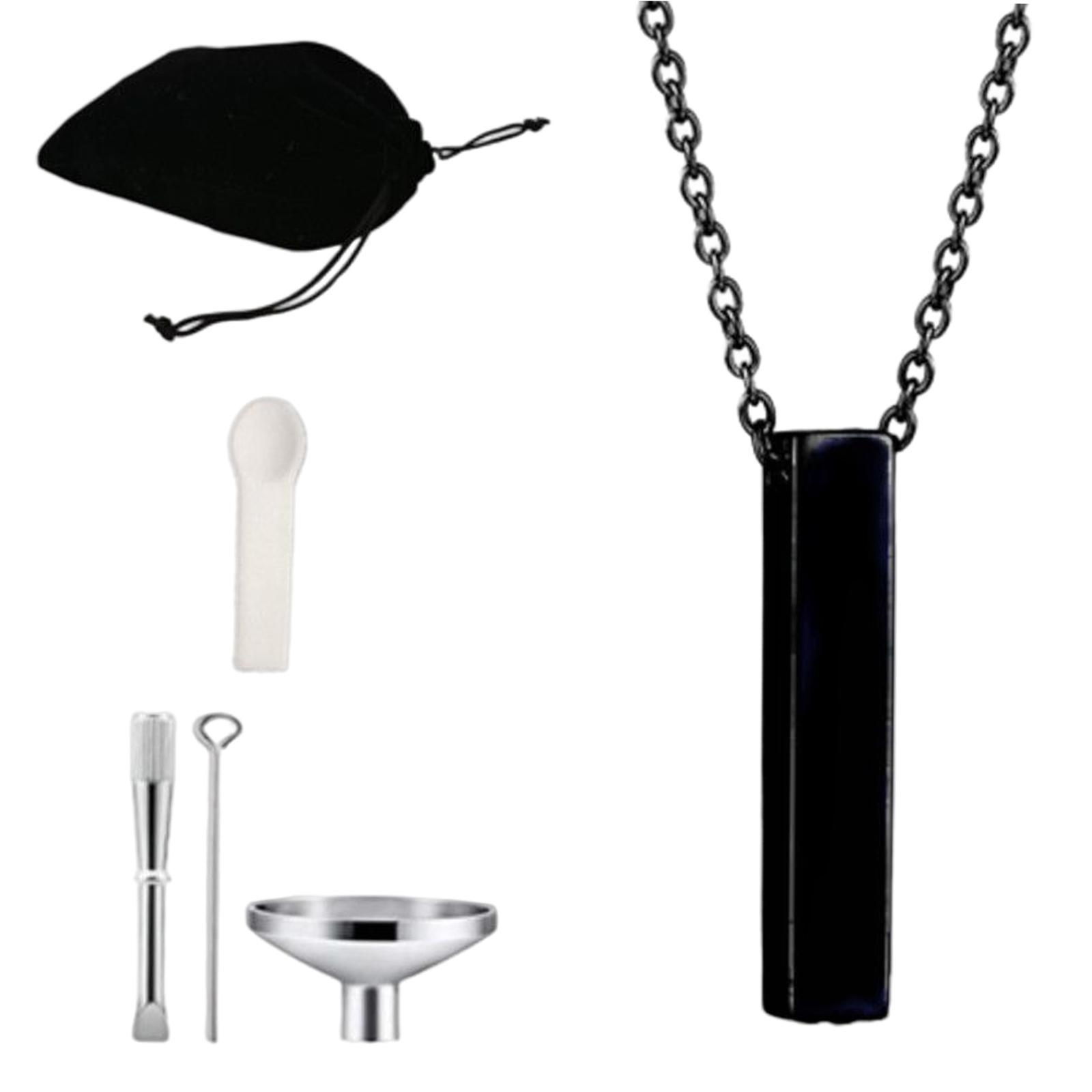 Cremation Urn Necklace for  Manmade Locket Pendant Charm Jewelry Gift Black
