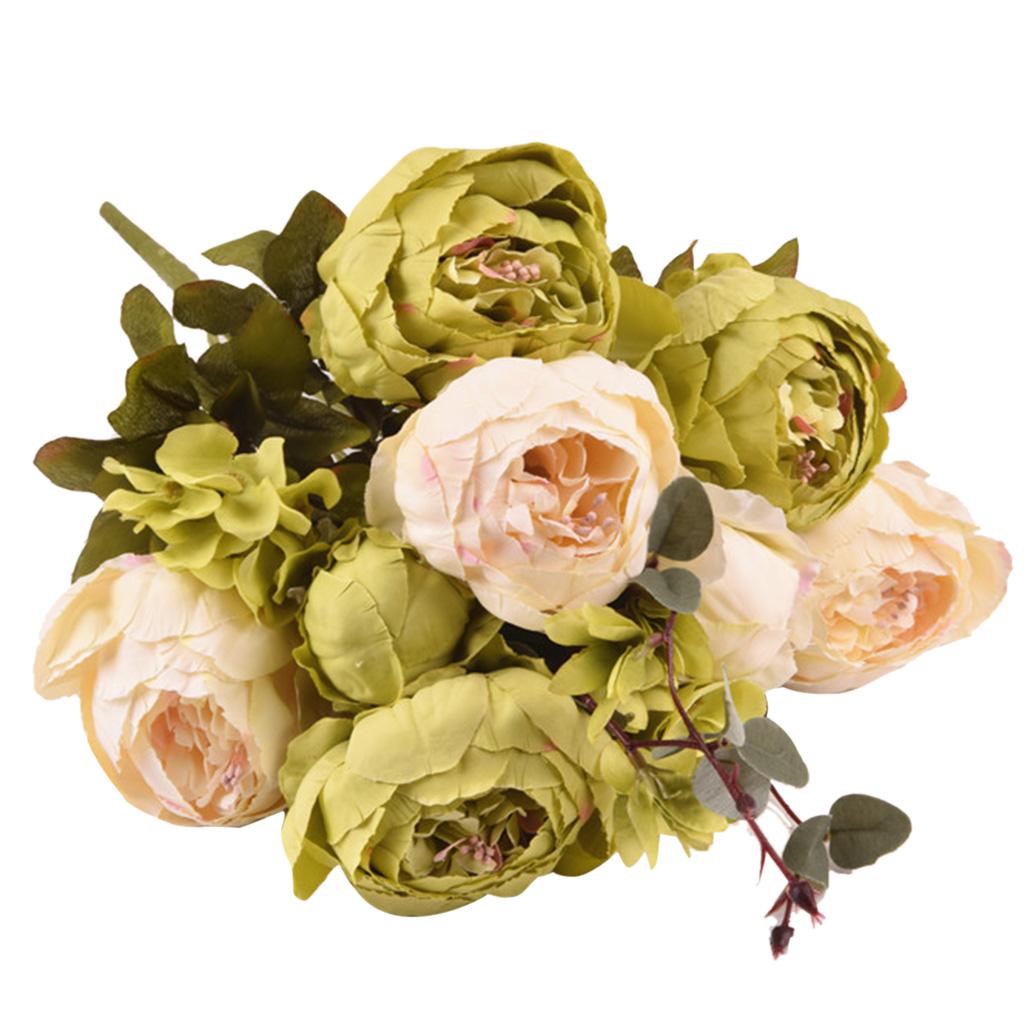 Artificial Peony Silk Flower Bouquet Wedding Home Decoration Orange