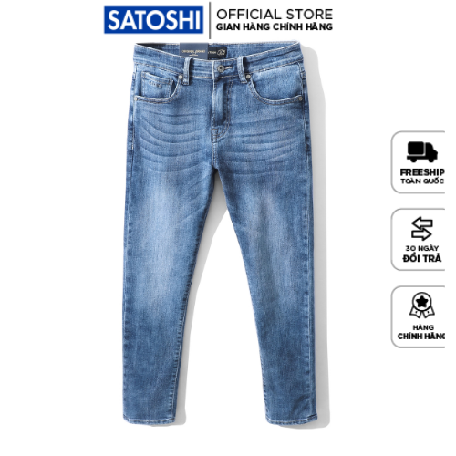 Quần jean nam Satoshi SAQJ49 màu xanh basic wash trẻ trung năng động