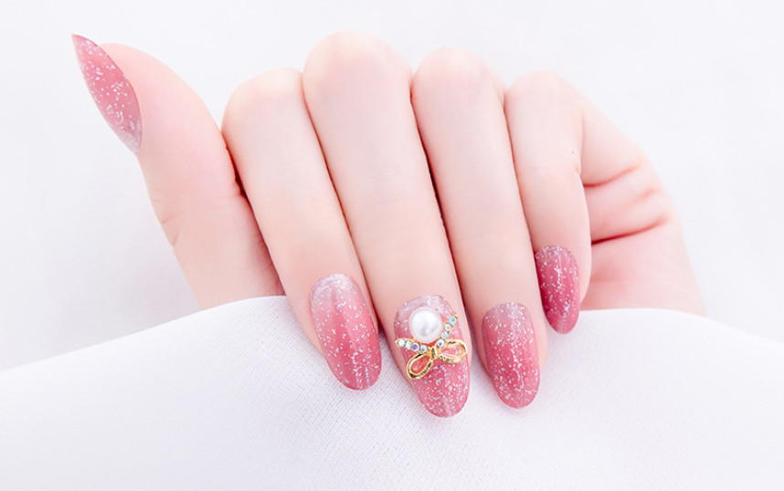 Móng tay giả nail thời trang đính đá - Bộ 24 móng