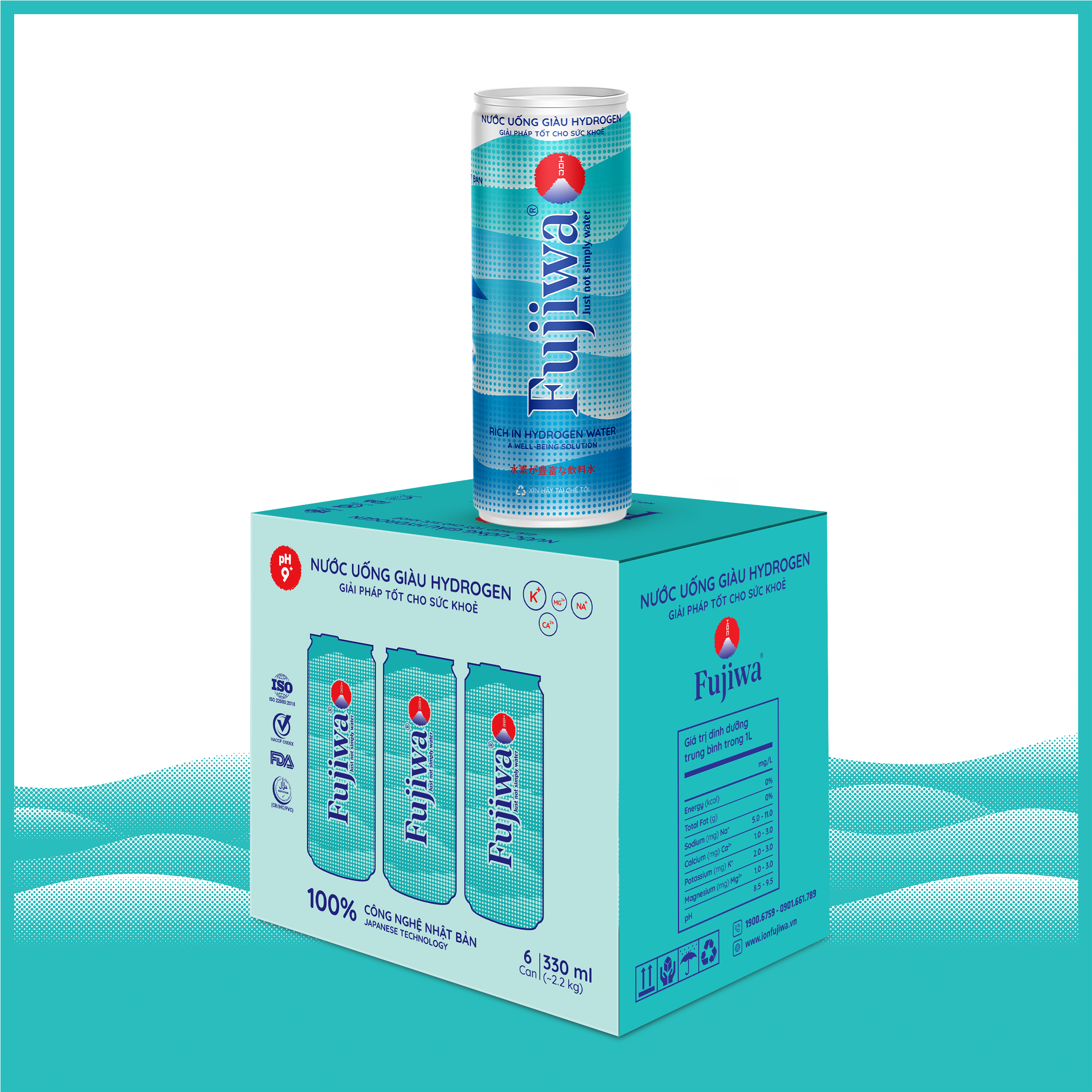 Hình ảnh Nước Uống Giàu Hydrogen Cao Cấp Fujiwa Đóng Lon 330ml - Detox Hỗ trợ tiêu hoá, Cải thiện đường ruột, Giải độc gan