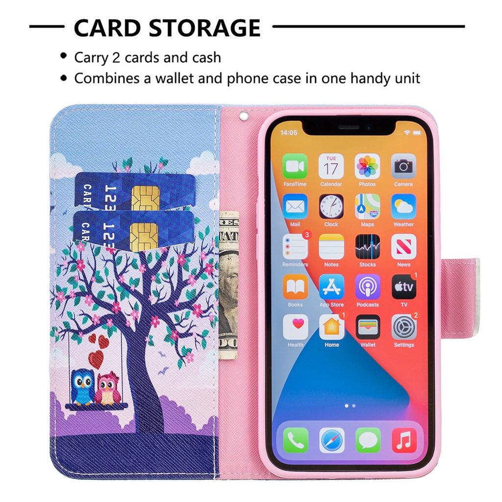 Ốp lưng da nắp gập in hình cho điện thoại Apple IPhone 13 Pro Max 13 Mini