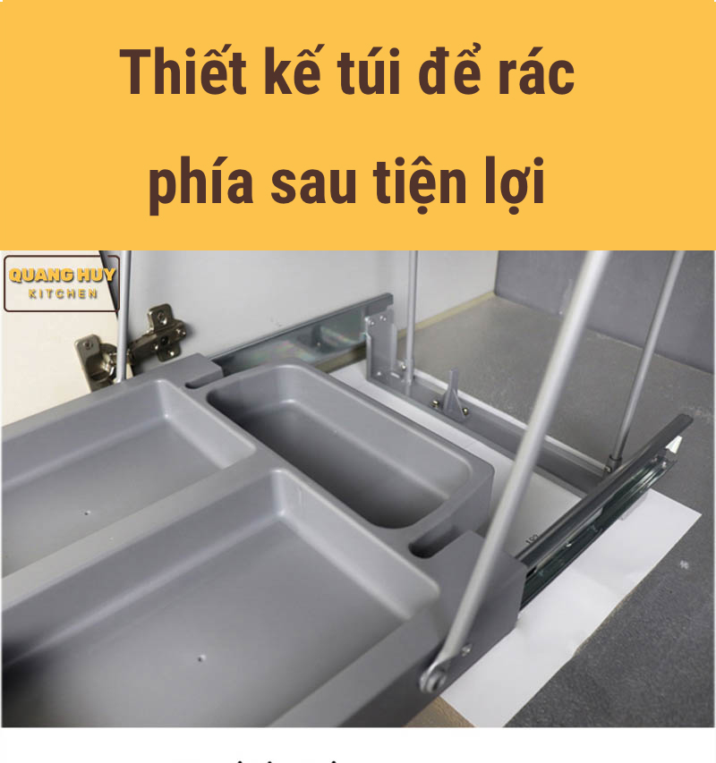 Thùng rác âm tủ bếp nhấn mở tự động cam kết chính hãng Grob