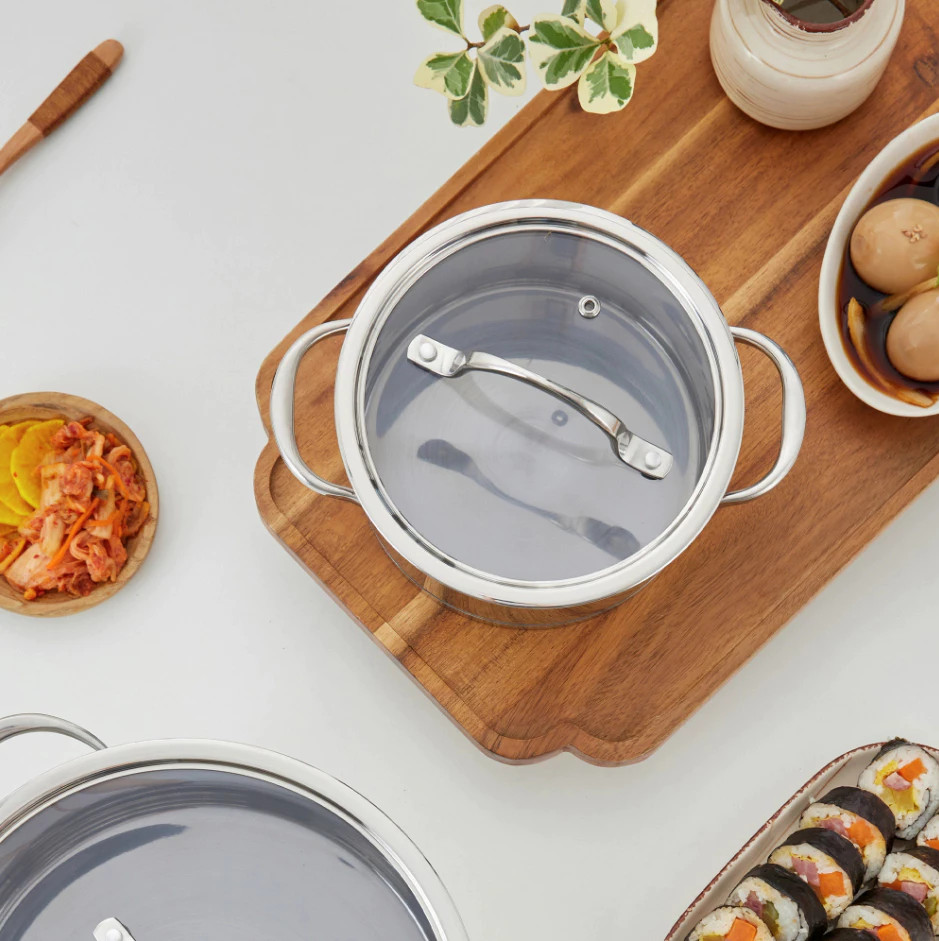 Bộ Nồi Hàn Quốc Haatz Jang Taste Inox 304 Cao Cấp JAT3 (16/20/24cm) – Đúc Liền Khối, Đáy 4 Lớp - Hàng Chính Hãng Bảo Hành 5 Năm