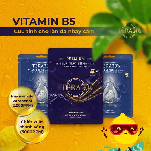Combo 2 mặt na dưỡng trắng da cao cấp TERA20's dòng Premium Ampoule