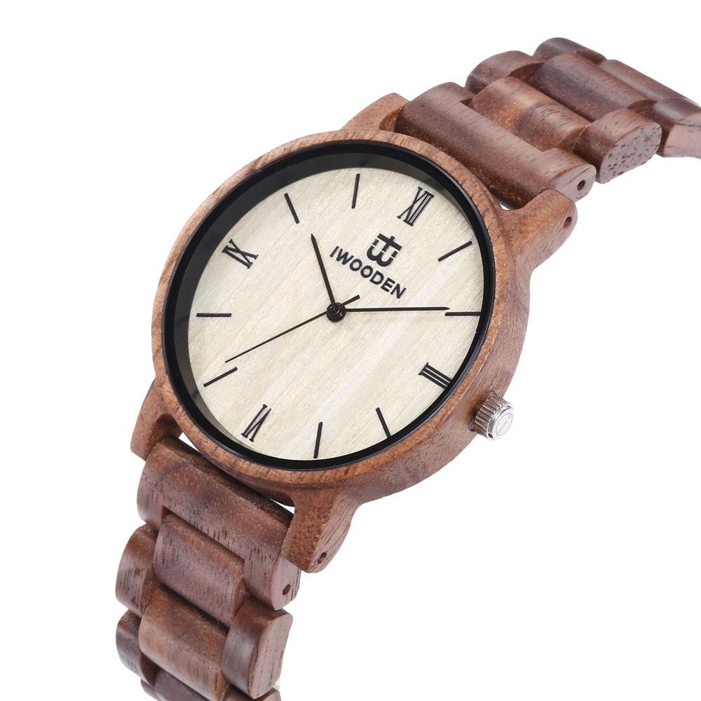 Đồng hồ nam bằng gỗ IWOODEN tương tự Thạch anh siêu nhẹ