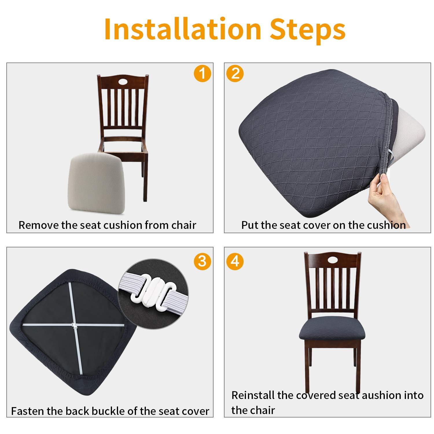 Ghế ghế ăn Jacquard, Stretch Spandex không có bảo vệ ghế phòng ăn tựa lưng.