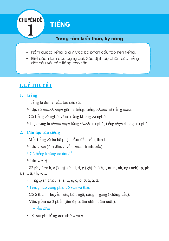 Trọng Tâm Kiến Thức Tiếng Việt Luyện Thi Vào Lớp 6 - Có Đáp Án - Tập 1