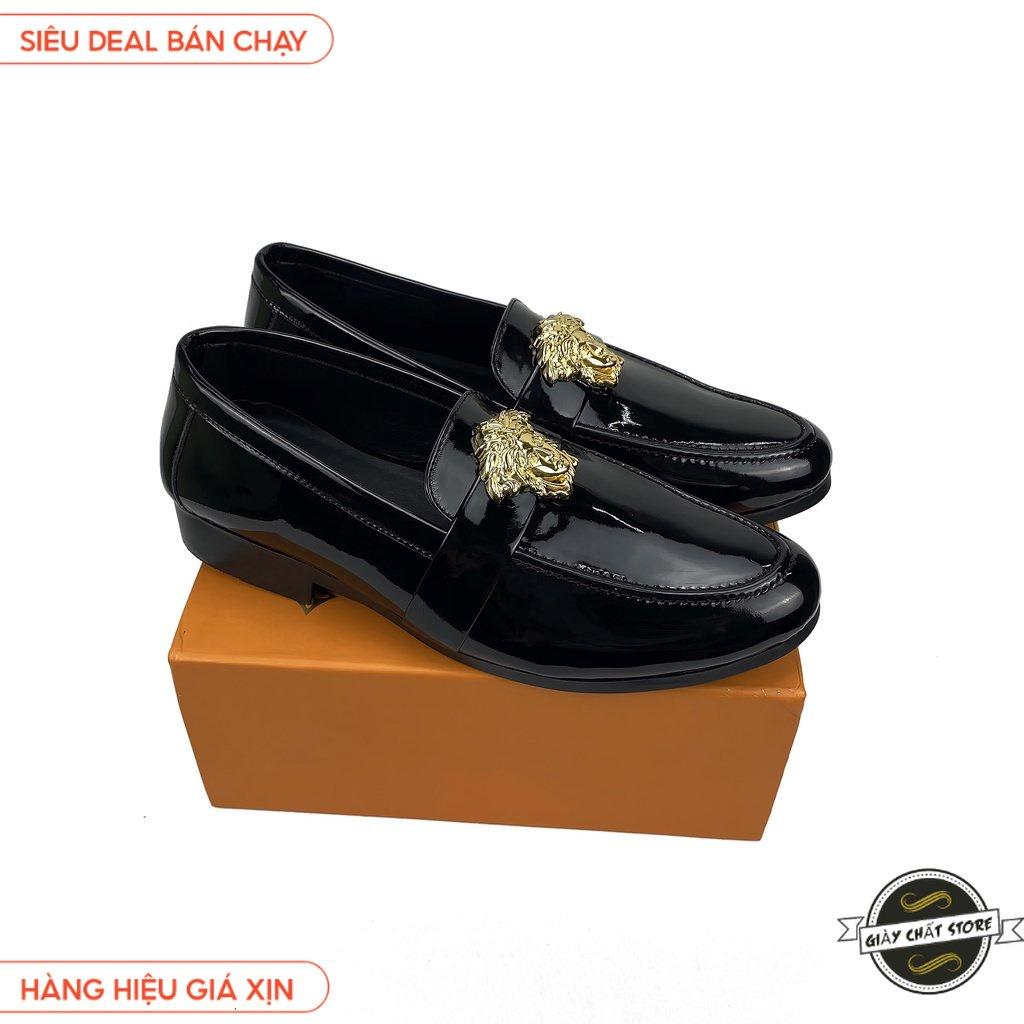 Giày tây nam da bóng Đế cao Mặt kim loại vàng