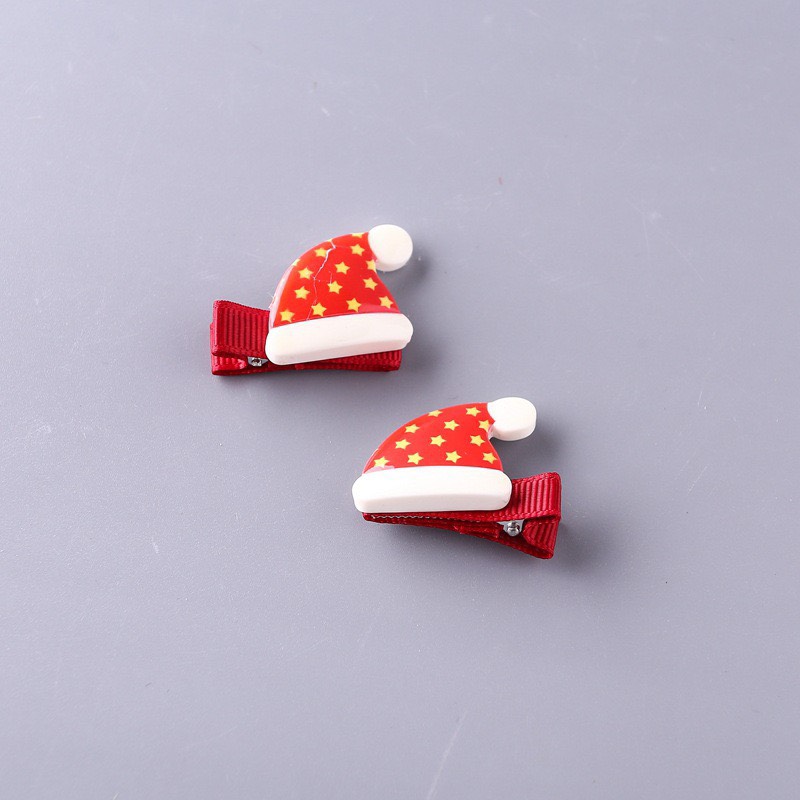 Set 2 Kẹp Tóc Mái Bọc Vải Chi Tiết Giáng Sinh