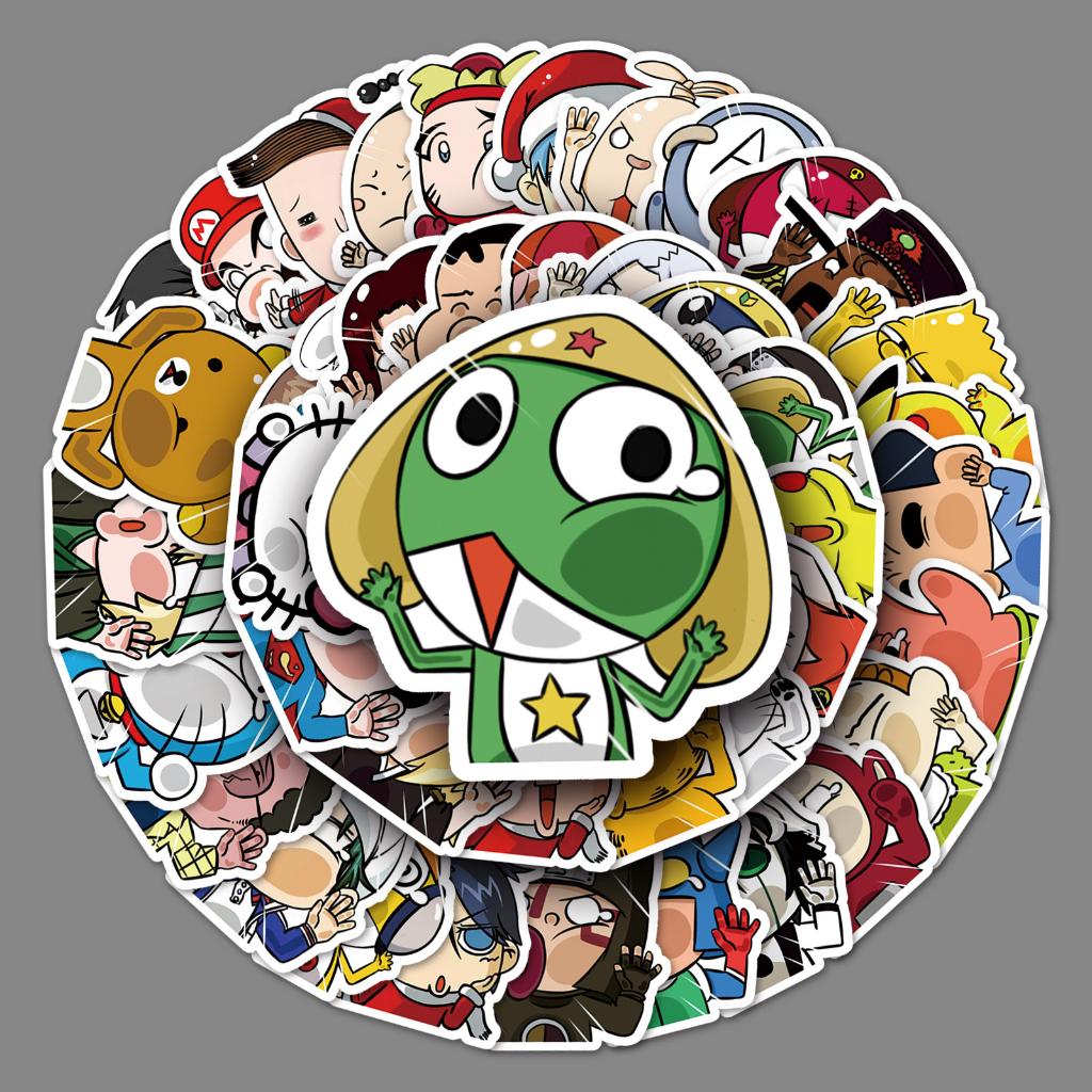 Sticker CHIBI DÍ MẶT VÀO KÍNH hoạt hình cute trang trí mũ bảo hiểm,guitar,ukulele,điện thoại,sổ tay,laptop-mẫu S121