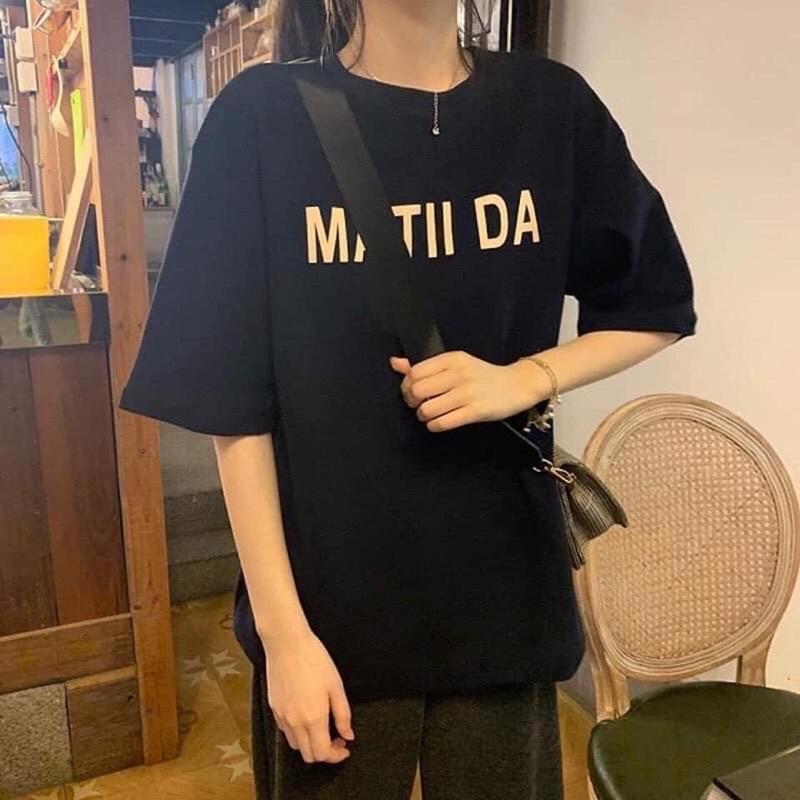 Áo thun cotton tay lỡ nữ màu đen, xám cá tính