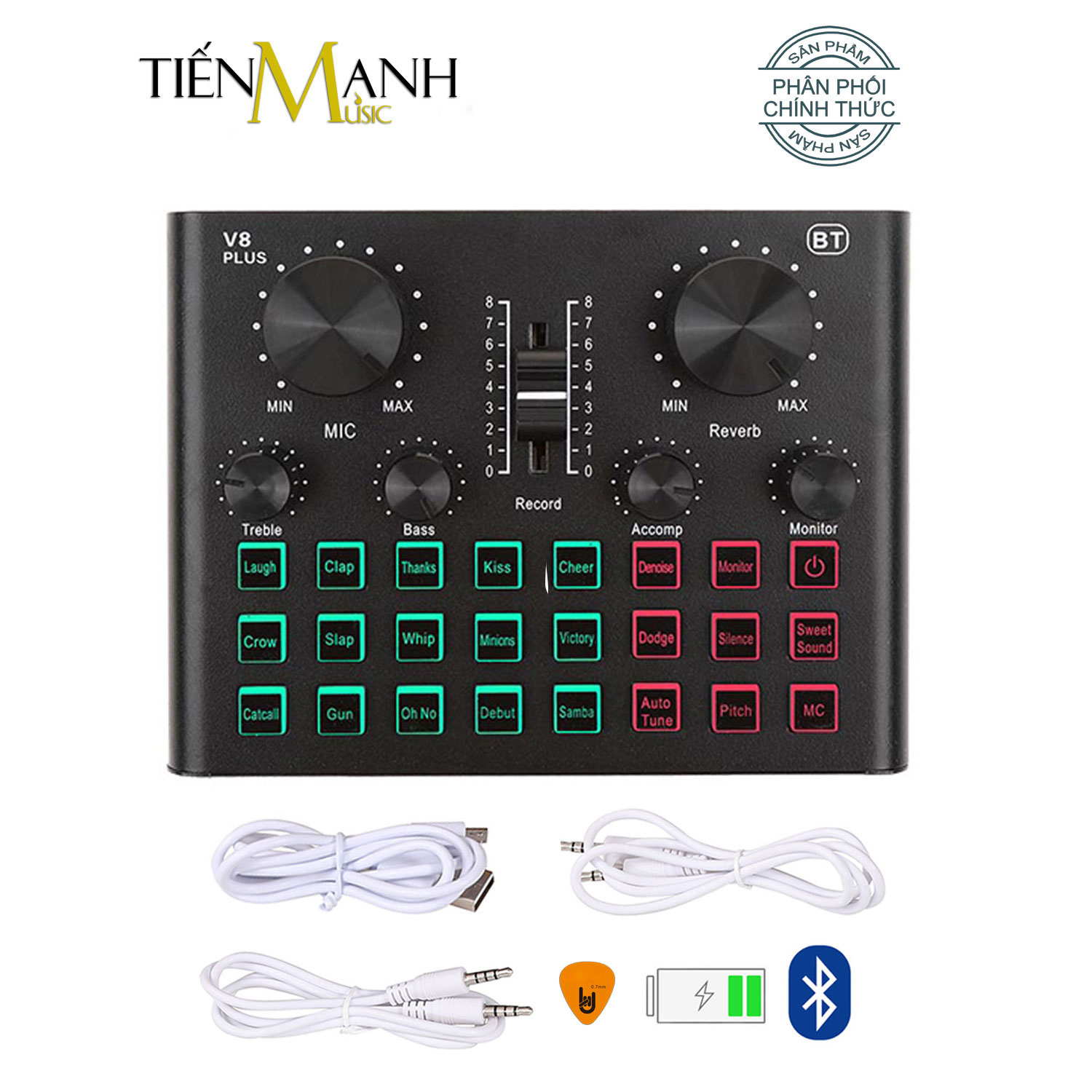 Hình ảnh Sound Card Thu Âm Thanh, Livestream, Hát Karaoke Cuvave V8 Plus - Bluetooth, Pin Sạc USB Audio Interface Soundcard V8Plus - Kèm Móng Gẩy DreamMaker