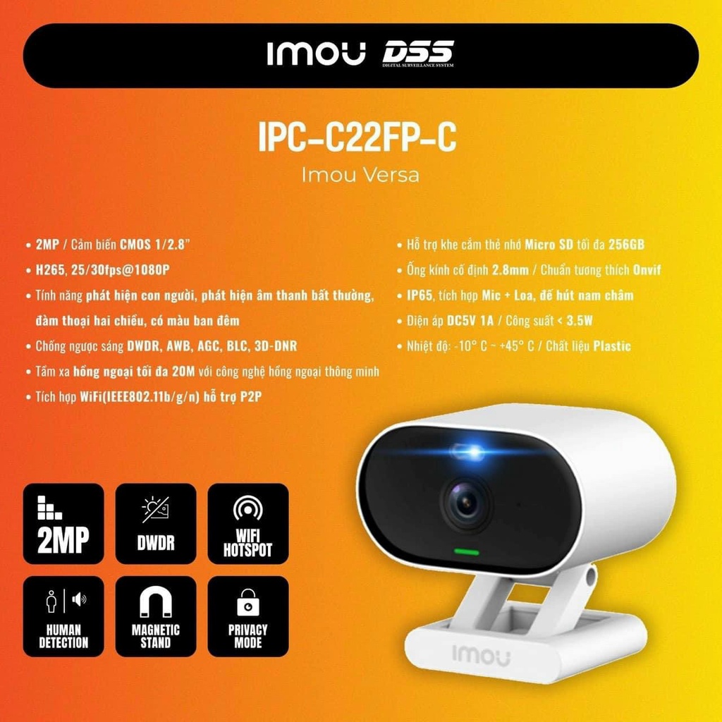 Camera Wifi IMOU C22FP 2MP Nhỏ Gọn Đàm Thoại 2 Chiều - Hàng chính hãng