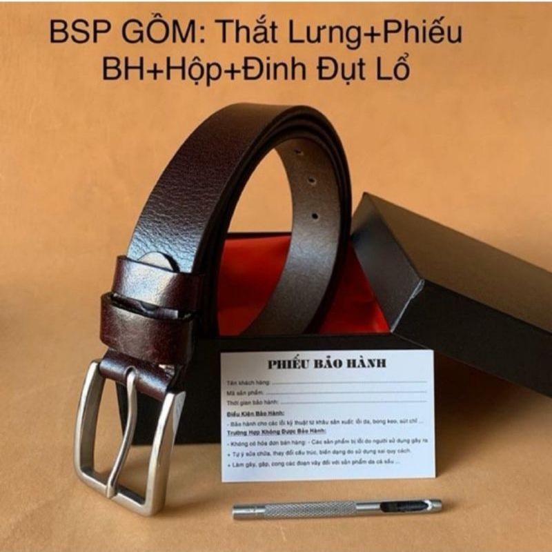 Thắt lưng da Nam cao cấp TM96 Dây da bò Nguyên Tấm khóa kim inox304 bản nhỏ 3.5cm bảo hành hai năm