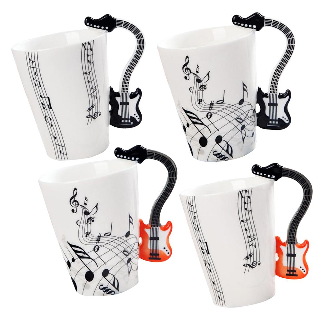 Musical Guitar Mug Drink Tea Milk Coffee Mug Ceramic Cup Black Freedom