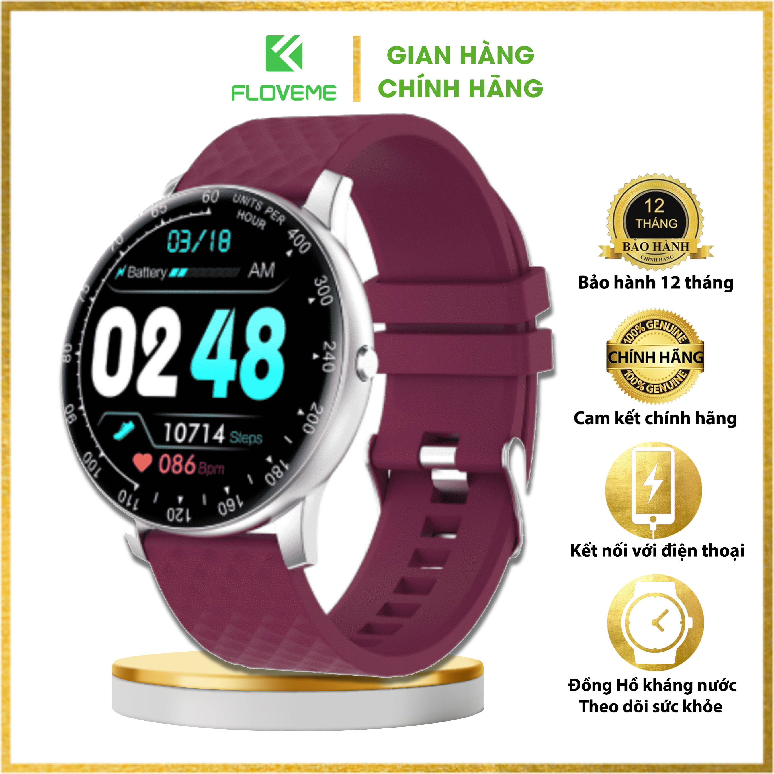 Đồng hồ  FLOVEME H30 - Kết nối Bluetooth 5.0- Màn hình cảm ứng thông minh - Đo nhịp tim siêu chuẩn - thiết kế kiểu dáng sang trọng - Hàng chính hãng