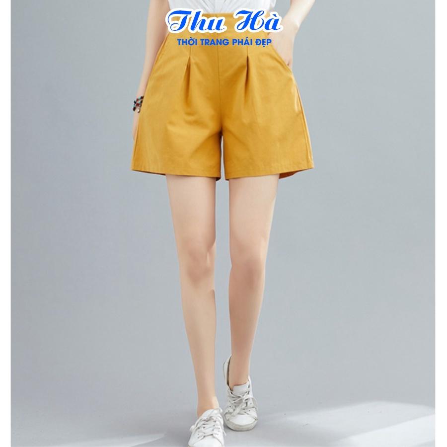 Quần short nữ cạp cao Thu Hà quần đùi kaki bền mát, thiết kế trẻ trung năng động QKH.48