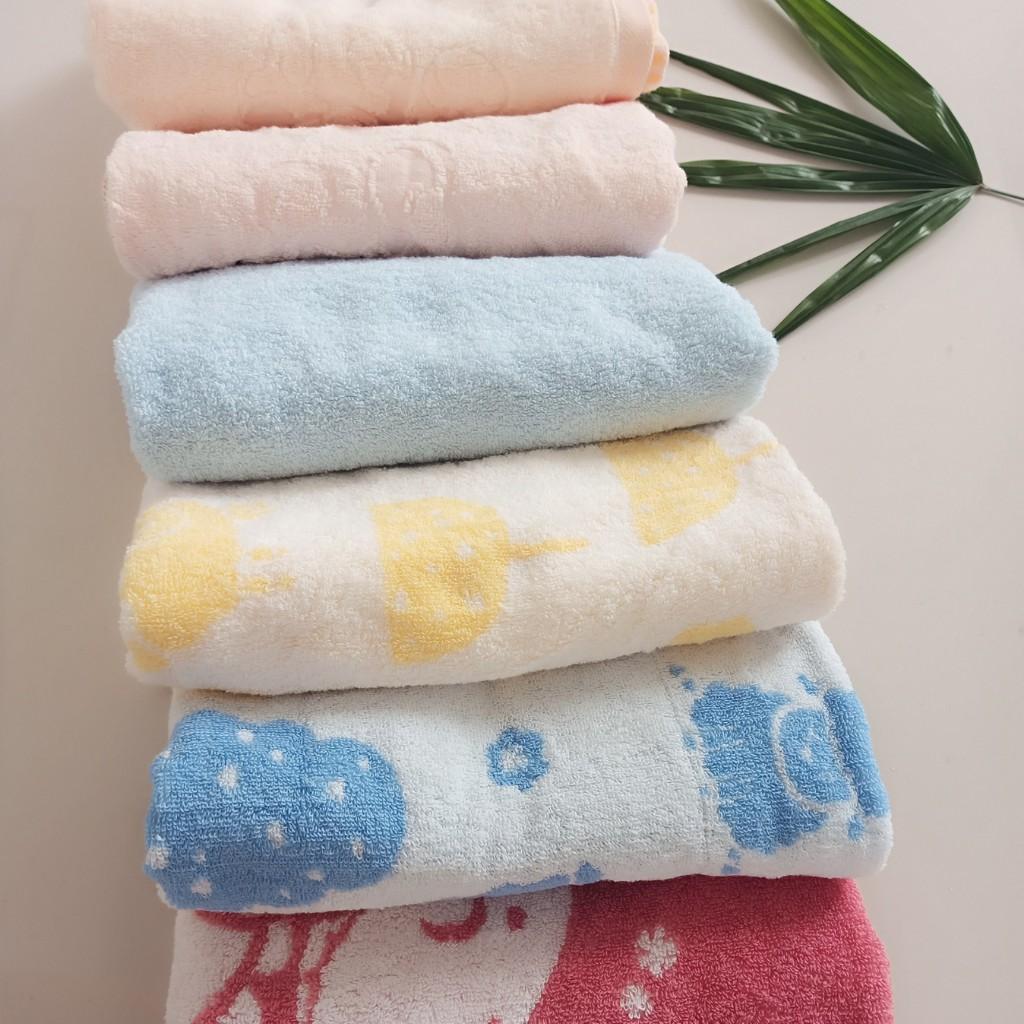 Khăn Tắm cao cấp, sợi bông 100% Cotton Tự Nhiên, An toàn cho bé, mềm mại, thấm hút tốt, kích thước 50x100cm, Đủ màu