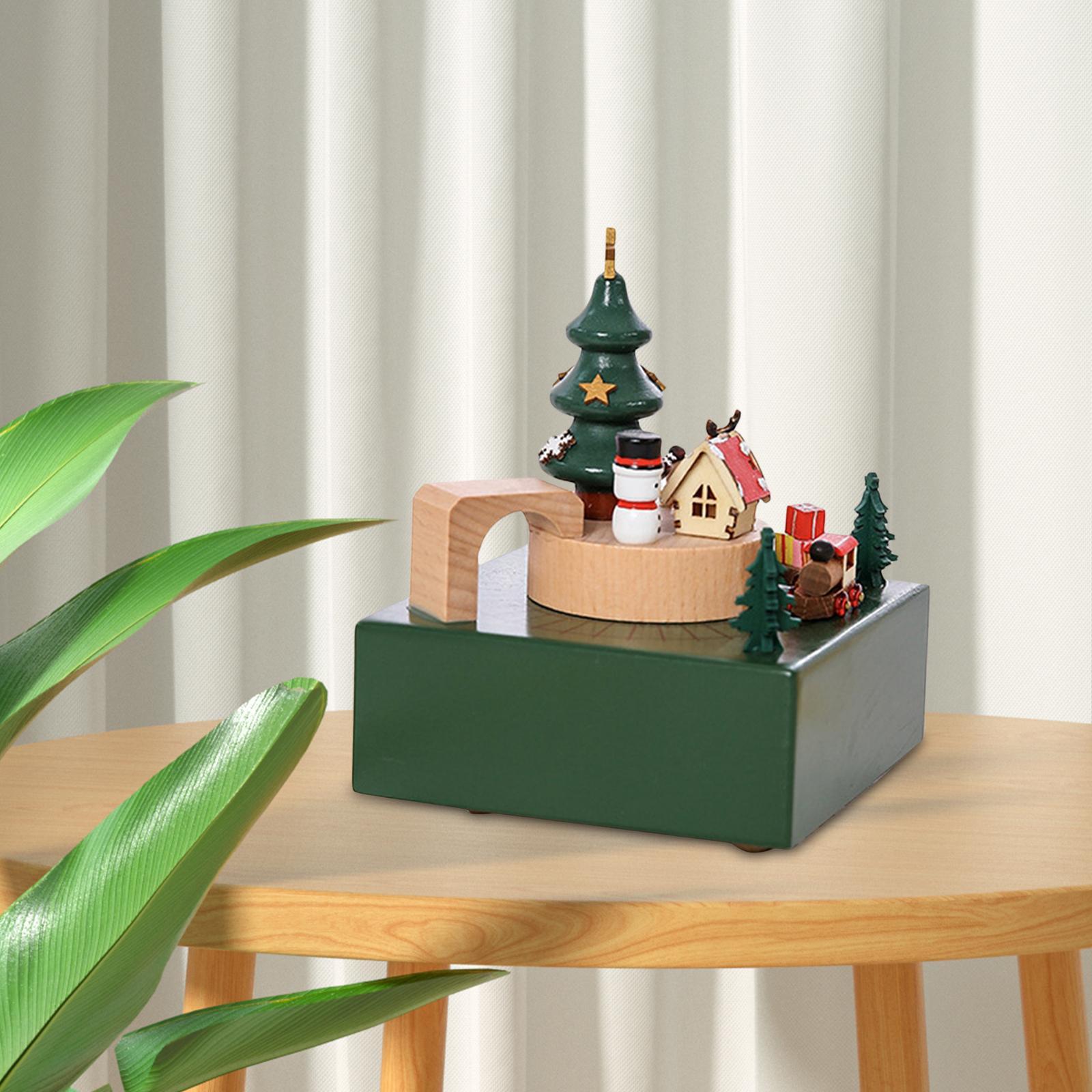 Portable Music Box Collectible with Songs Craft Ornament Decorative Christmas Ornament Rotating for Birthday Present Bookshelf Holiday Table