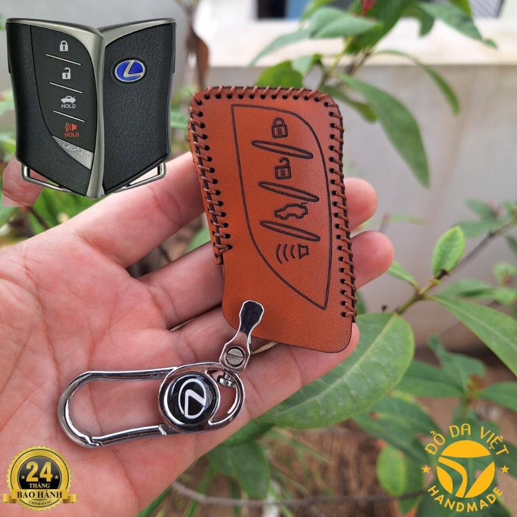 Bao da chìa khoá Lexus handmade da thật 100%  - Lexus ES, LS, LC, UX  bảo hành 2 năm, đỏ đô