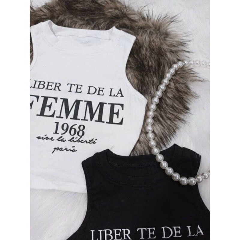 Áo croptop 3 lỗ in chữ