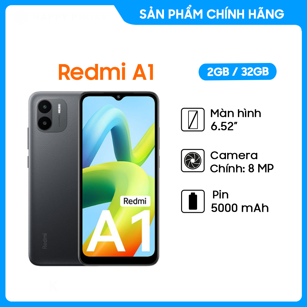 Điện thoại Redmi A1 (2GB/32GB) | Điện Thoại Giá Rẻ Mới 100%, Nguyên Seal Bảo hành 12 tháng | Điện Thoại Gaming Pin khủng 5000 mAh - 2 Sim