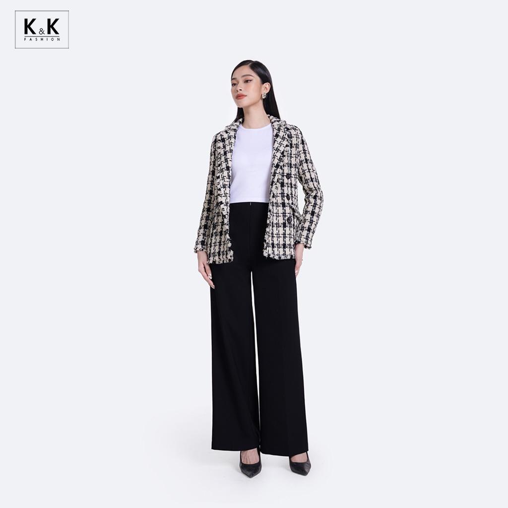 Áo Khoác Blazer Nữ Tay Dài K&amp;K Fashion AK11-07 Chất Vải Tweed Hàn