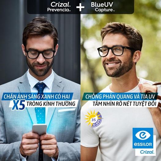 Tròng Kính cận Essilor 1.56, 1.60 và 1.67 Crizal Prevencia chính hãng Pháp