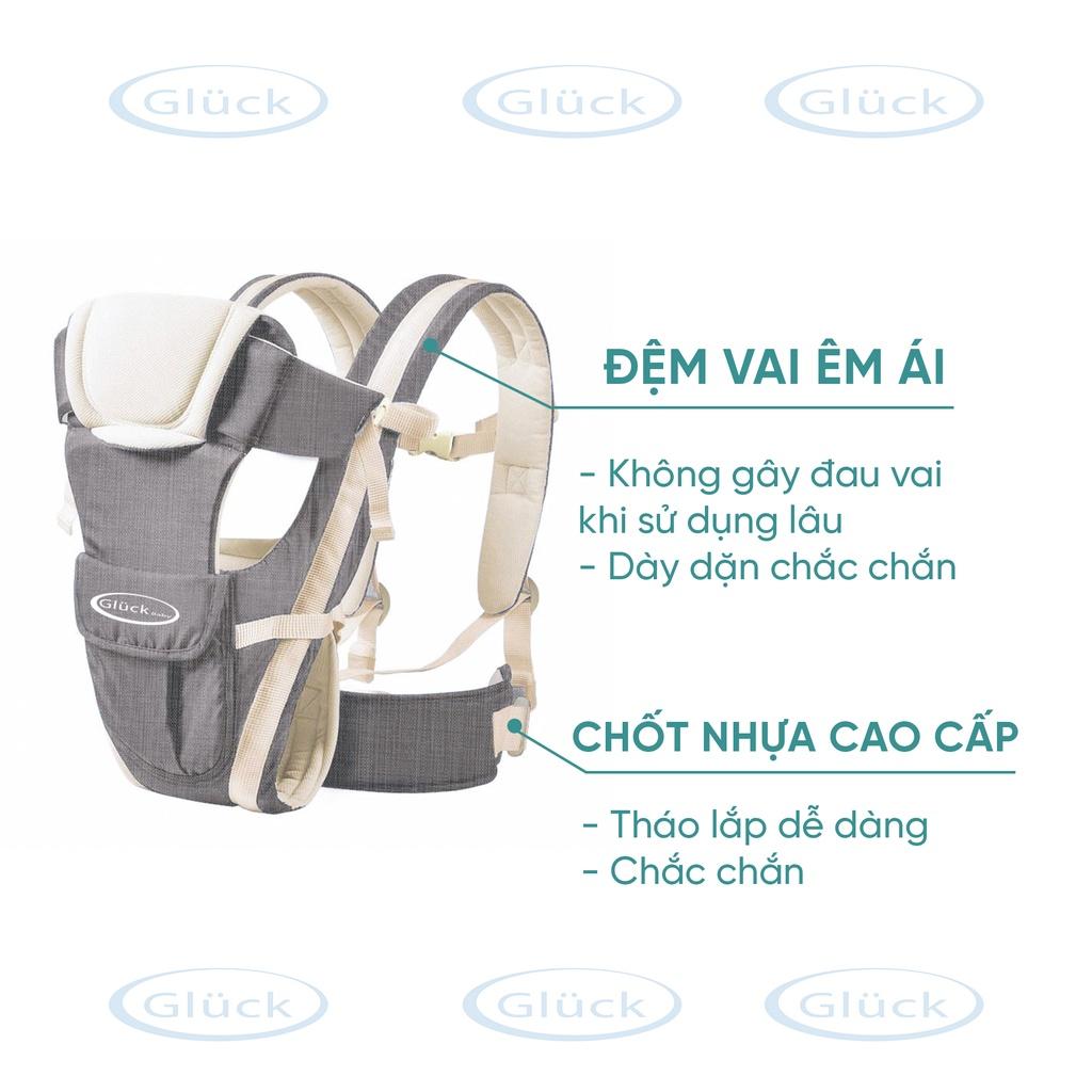 Địu 4 Tư Thế Cho Bé, Địu Em Bé Đi Xe Máy Chống Gù Có Tấm Đỡ Đầu Gluckbaby GP708 cho bé đến 25 tháng tuổi