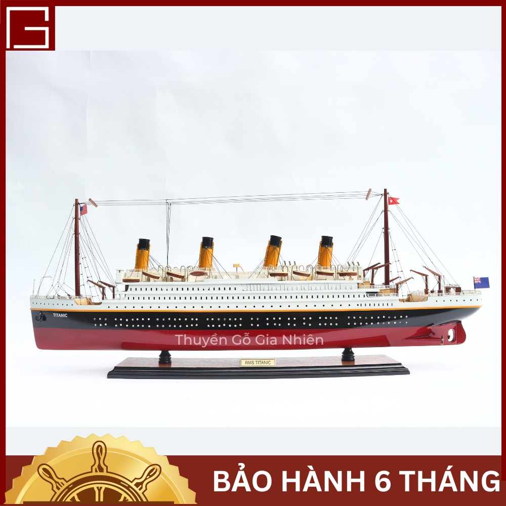 (Giá xưởng/Ảnh thật) Mô Hình Thuyền Gỗ Phong Thủy Gia Nhiên, Thuyền Du Lịch Gỗ RMS TITANIC, Có Đèn, Dài 60cm, Cao Cấp Loại 1