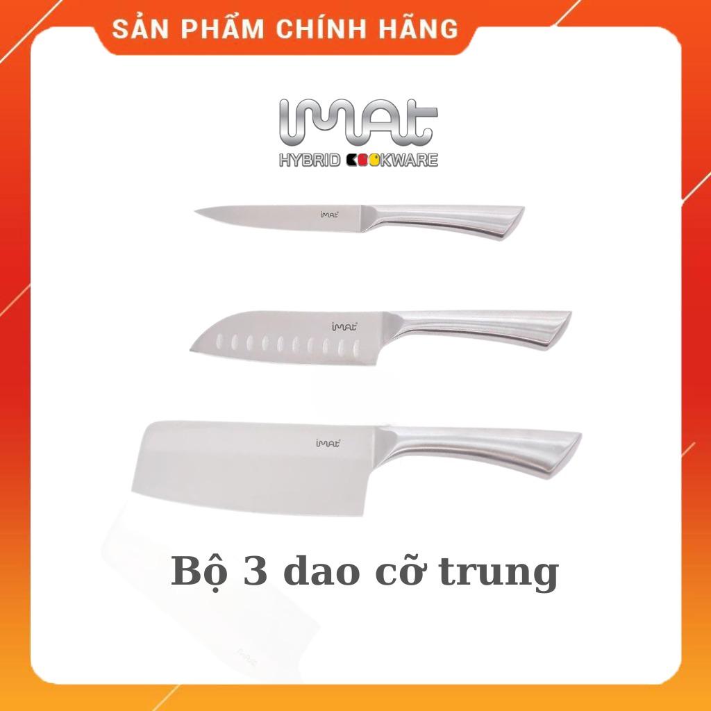 [HÀNG CHÍNH HÃNG] Bộ dao 3 dao iMat. Lưỡi thép cacbon 5CR15 sắc, bền bỉ, cán dao làm bằng inox 430 không gỉ. 3 lựa chọn