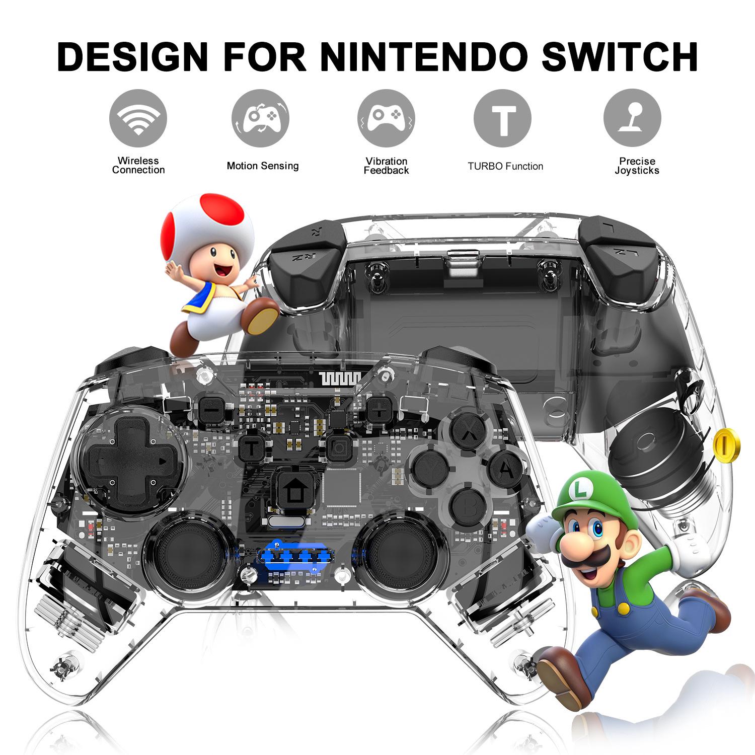 Bộ điều khiển công tắc mô hình riêng thuận lợi nhất Đèn lồng Nintendo tương thích với PC đa nền tảng tay cầm trong suốt Bộ điều khiển trò chơi Tesla