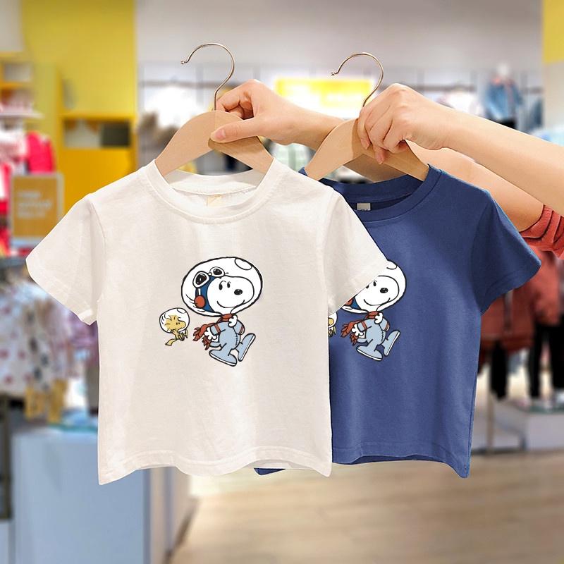 Áo thun cổ tròn ngắn tay cotton cho bé trai 1 2 3 4 5 6 7 tuổi in snoopy Magickids Quần áo trẻ em thoáng mát AO22006