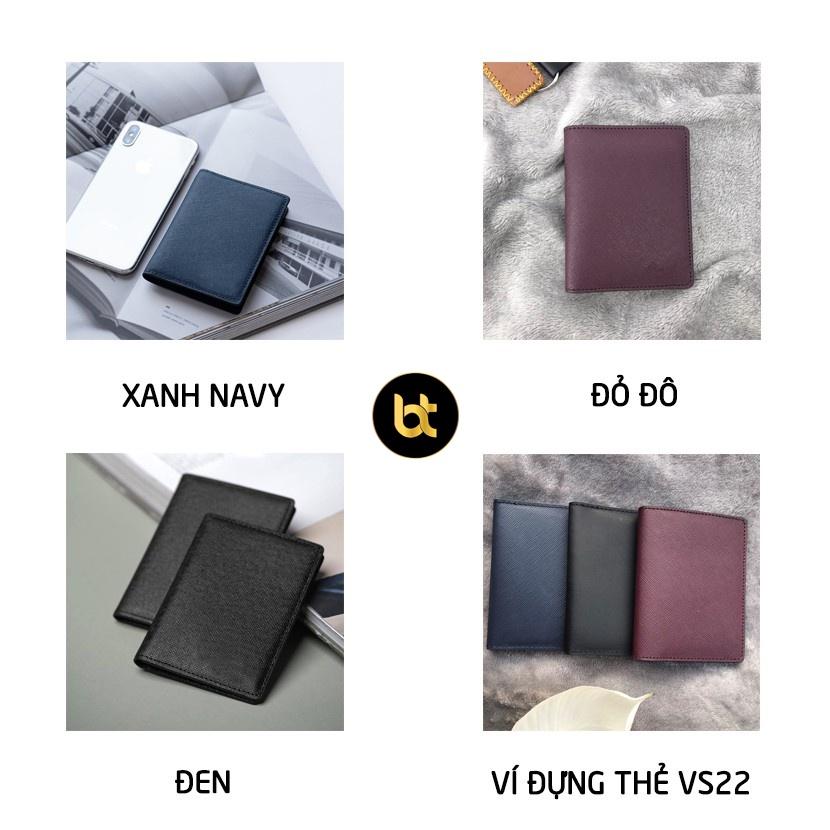 Ví nam mini đựng thẻ VS22 chất da Saffiano bền đẹp chống nước thương hiệu BTLUXURY