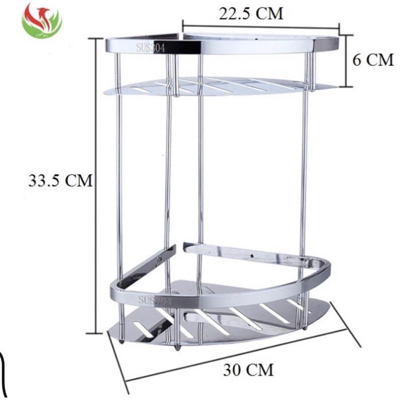 Kệ góc, vuông cao cấp nhà tắm 2 tầng inox 304 .