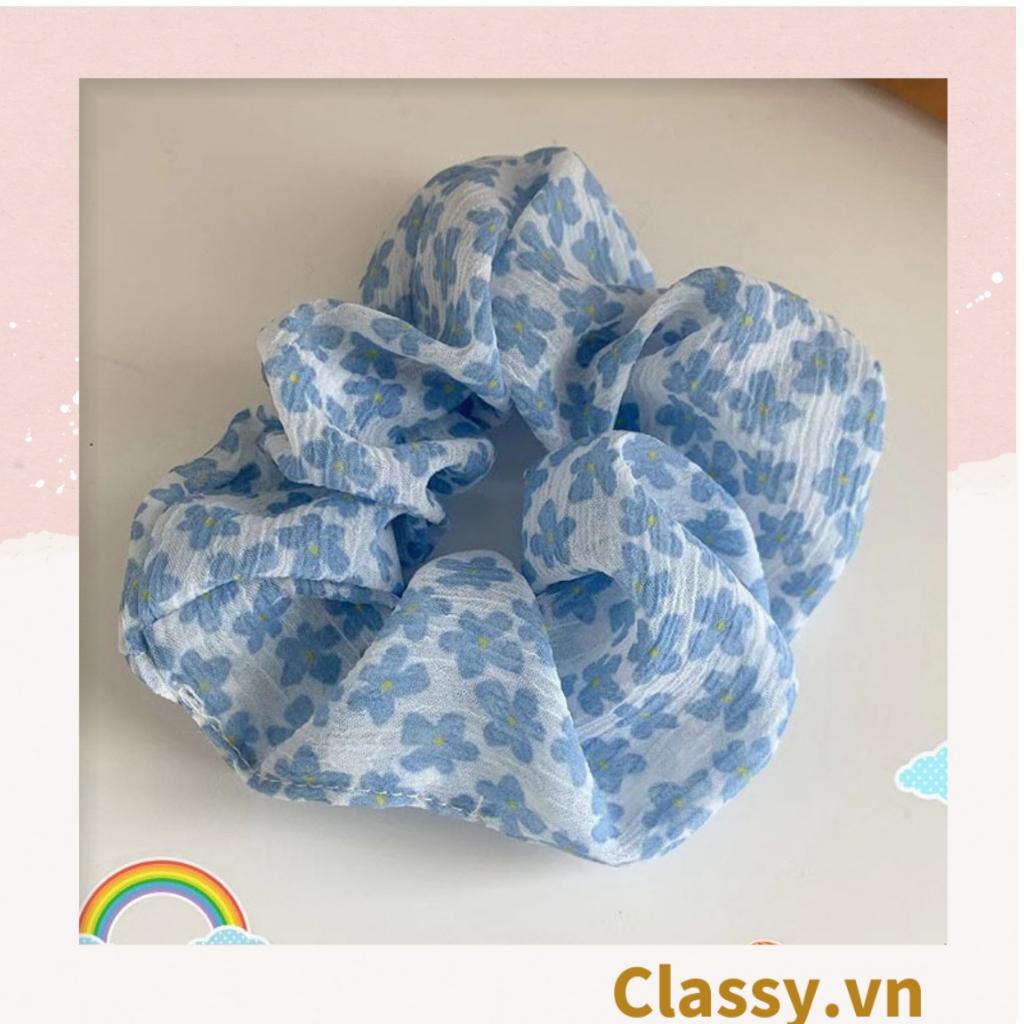 Dây cột tóc Classy, Scrunchies tông xanh mát, nhiều họa tiết PK1503