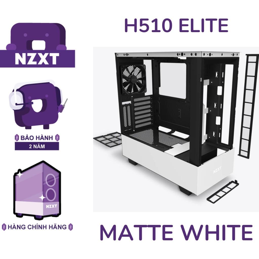 Vỏ Case Máy Tính NZXT H510 ELITE - Trắng sần- Hàng Chính Hãng