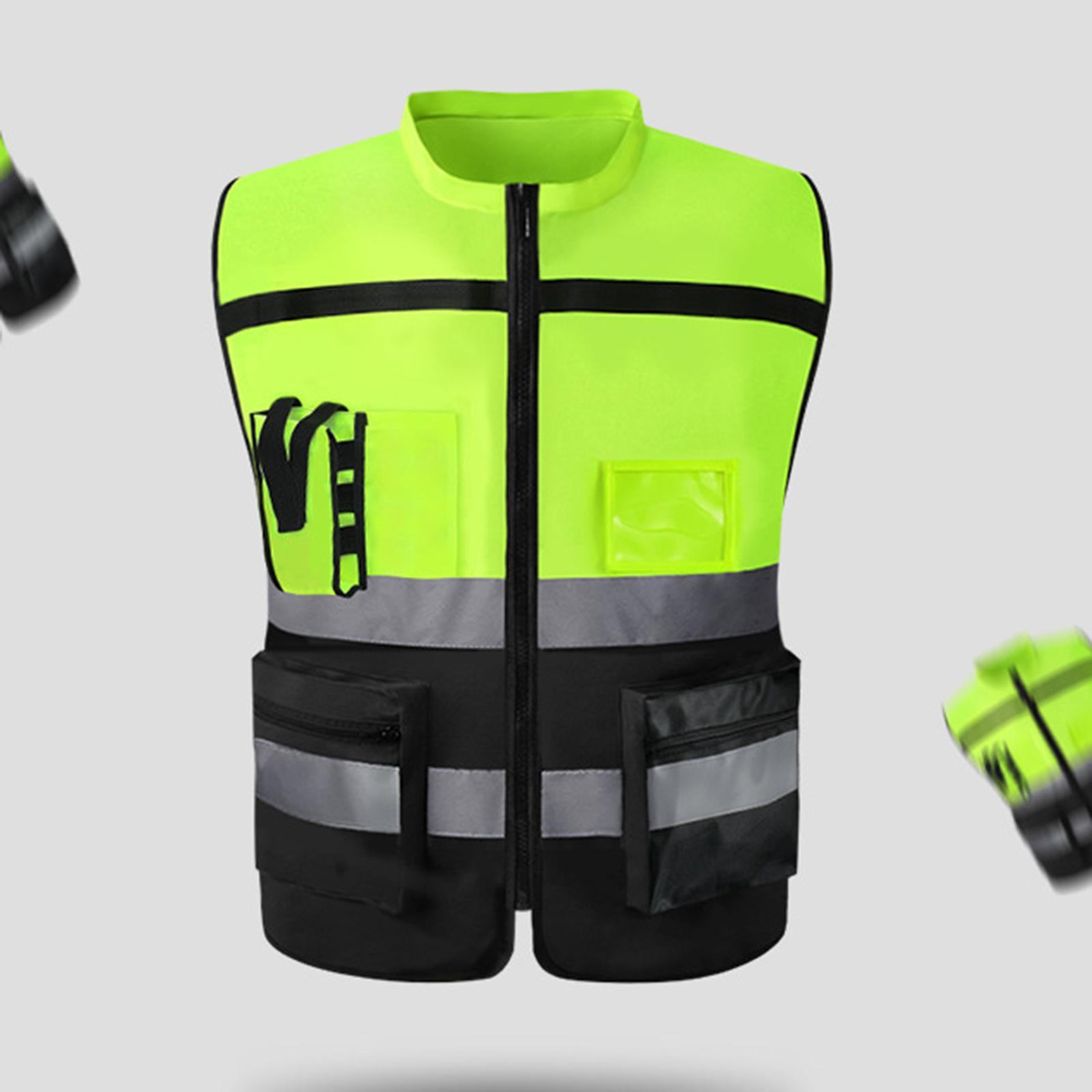 High Visibility Vest Safety Reflective Vest Lightweight Soft Breathable Construction Vest for Night Work Cycling Warehouse Construction