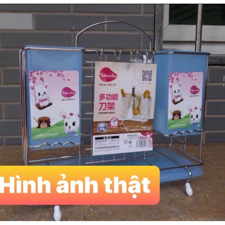 Kệ cắm dao thớt,kệ để dao thớt đũa thìa thép sơn tĩnh điện màu đen hàng nhập khẩu cao cấp